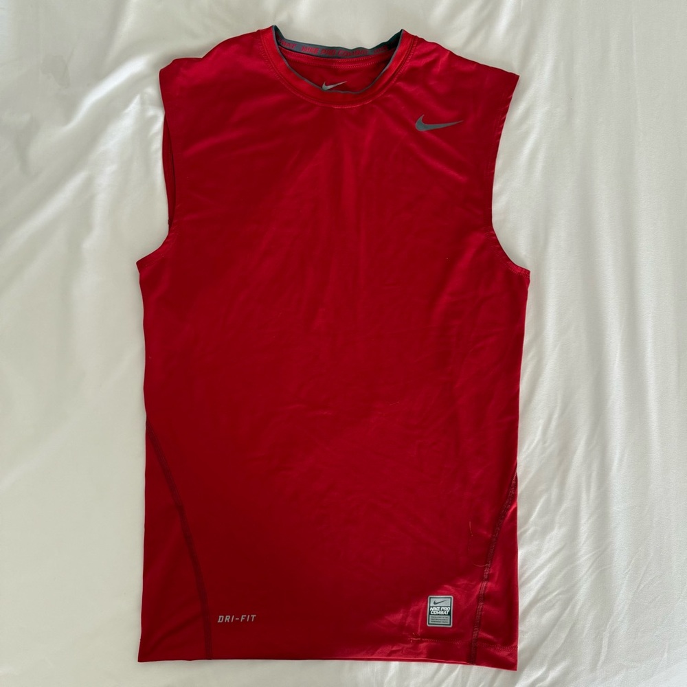 Nike Men's Red Sleeveless Dri-FIT Top